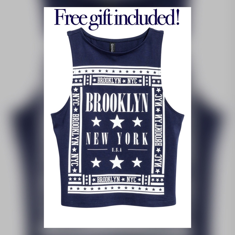 H&M blue and white tank top